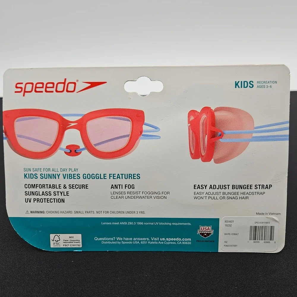 Speedo Kids Sunglasses Style Goggles UV Protection Ages‎ 3-6 White Easy Adjust